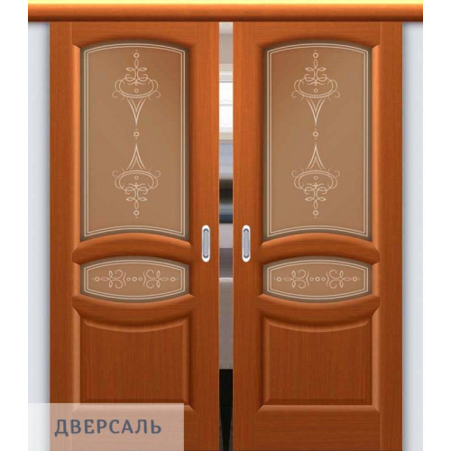 Двойная раздвижная дверь АНАСТАСИЯ тёмный анегри ПО