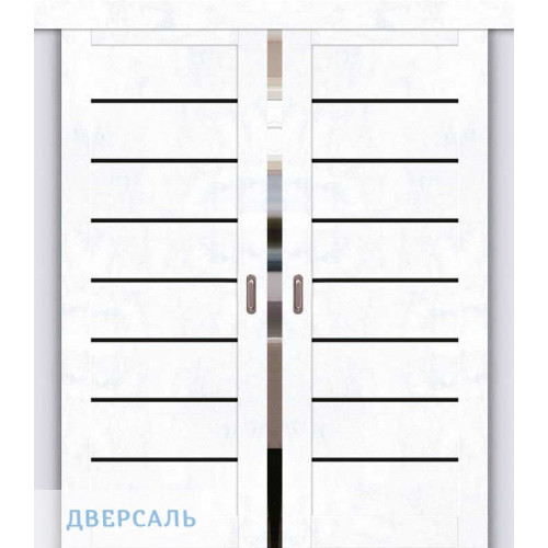 Двойная раздвижная дверь Браво-22 snow art/ black shine