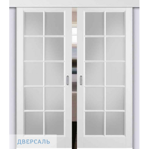 Двойная раздвижная дверь Гланта (57) белая ПО