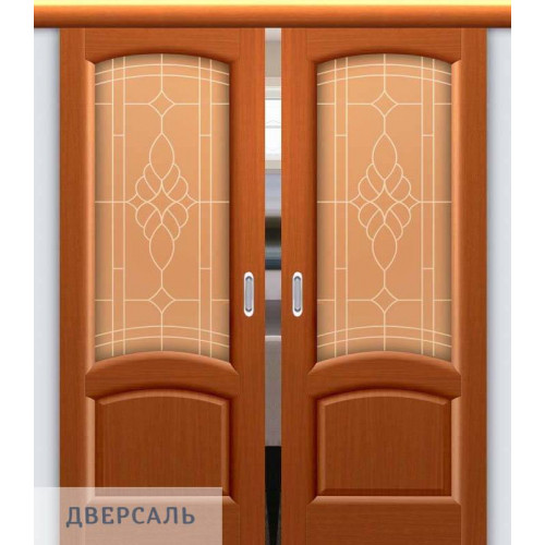 Двойная раздвижная дверь ЛАУРА тёмный анегри ПО
