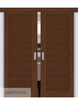 Двойная раздвижная дверь Легно-21 brown oak