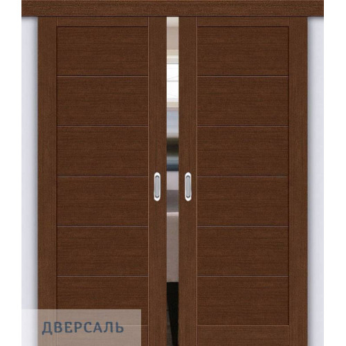 Двойная раздвижная дверь Легно-21 brown oak