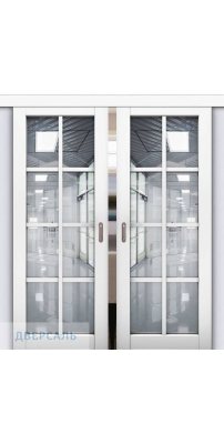 Двойная раздвижная дверь Парма 22 аляска суперматовая стекло рефлект