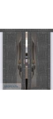 Двойная раздвижная дверь UniLine Loft 30004/1 торос графит, стекло серое зеркало