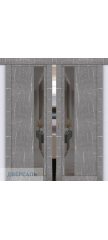 Двойная раздвижная дверь UniLine Loft 30004/1 торос серый, стекло серое зеркало
