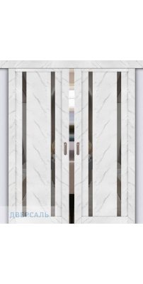 Двойная раздвижная дверь UniLine Loft 30006/1 монте белый, стекло серое зеркало