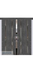 Двойная раздвижная дверь UniLine Loft 30006/1 торос графит, стекло серое зеркало