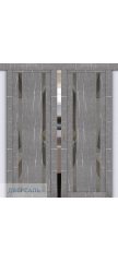 Двойная раздвижная дверь UniLine Loft 30006/1 торос серый, стекло серое зеркало