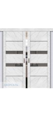 Двойная раздвижная дверь UniLine Loft 30037/1 монте белый, стекло серое зеркало