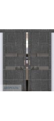 Двойная раздвижная дверь UniLine Loft 30037/1 торос графит, стекло серое зеркало