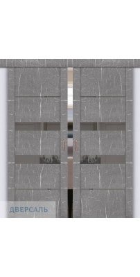Двойная раздвижная дверь UniLine Loft 30037/1 торос серый, стекло серое зеркало