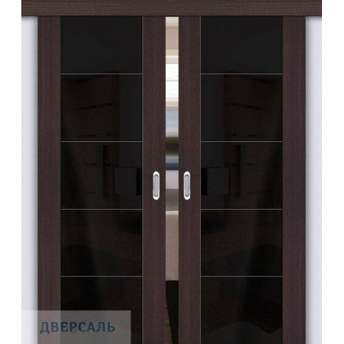 Двойная раздвижная дверь Vetro V4 wenge veralinga/black star
