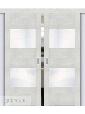 Двойная раздвижная дверь Vetro VG2 bianco veralinga/white waltz