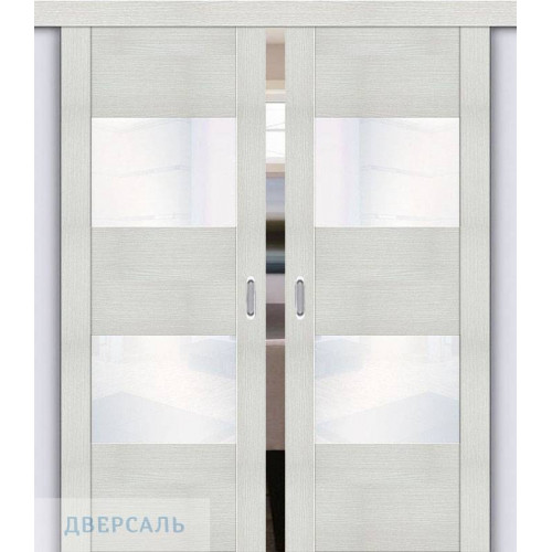 Двойная раздвижная дверь Vetro VG2 bianco veralinga/white waltz