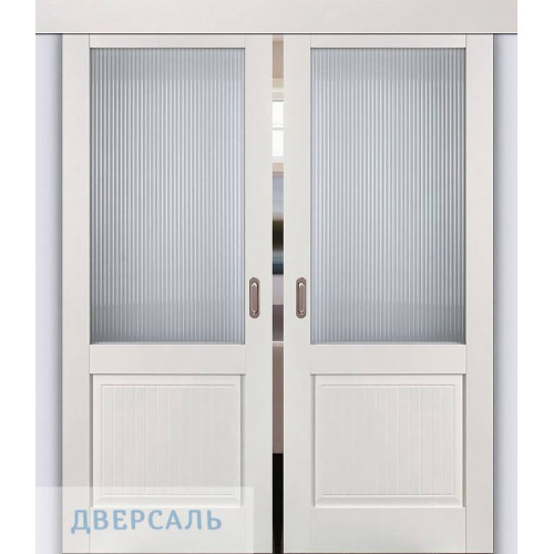 Двойная раздвижная дверь ПСЦ-57 зефир ст. Moru Optiwhite