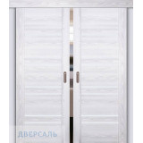 Двойная раздвижная дверь ПСК-1 ривьера айс ст. LACOBEL