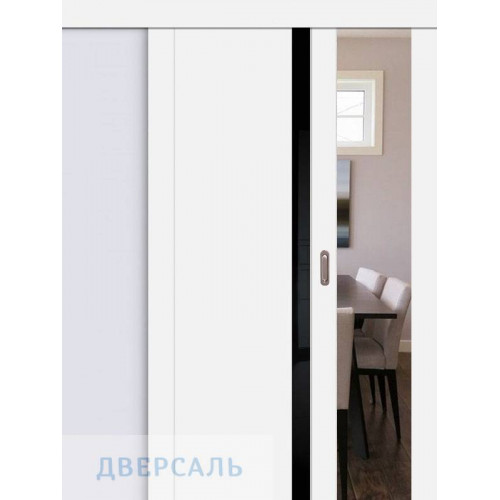 Раздвижная дверь ПСЦ-10 белый ст. Лакобель черный