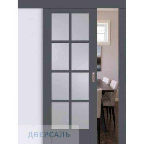 Раздвижная дверь ПСЦ-41 графит ст. сатинат матовый