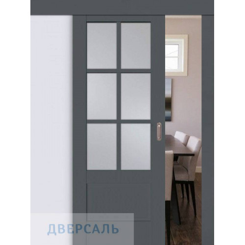 Раздвижная дверь ПСЦ-43 графит ст. сатинат матовый
