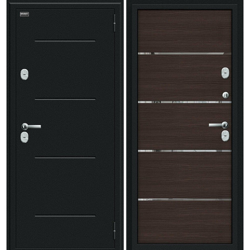 Входная дверь Thermo Лайн букле черное/wenge melinga